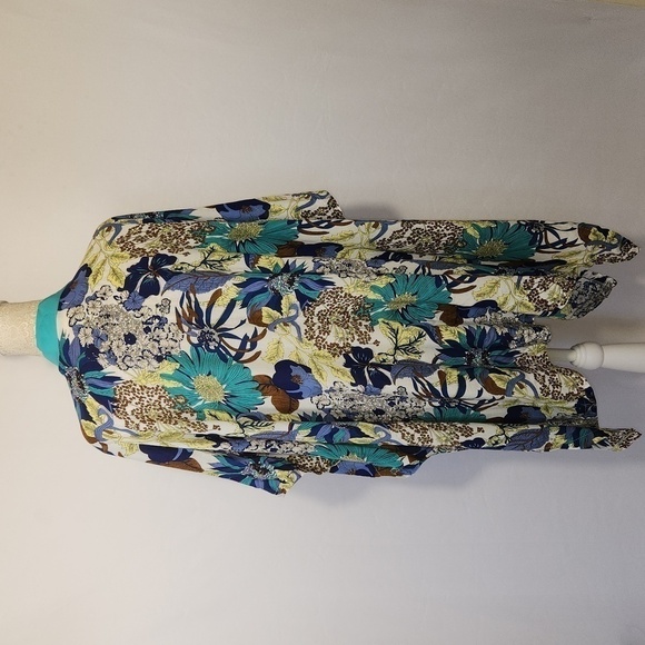 Do Everything In Love Women's Tropical Print Open Front Kimono Cardigan Beach - Picture 9 of 12